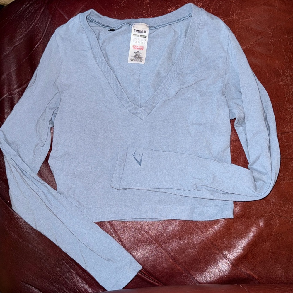 Gymshark Blue V-Neck Long Sleeve Crop Top